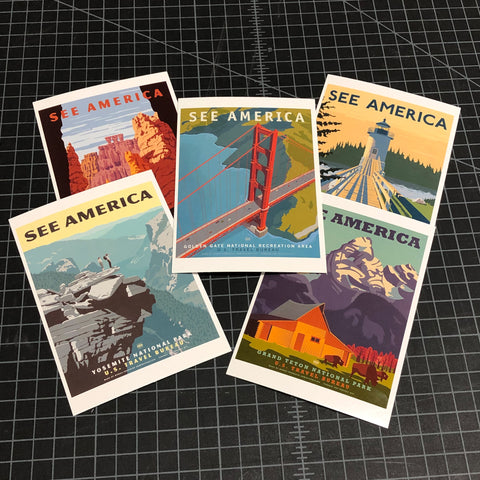 See America Post Card Set of 5 Cards