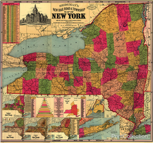 Bridgman's New Railroad & Township Map of New York