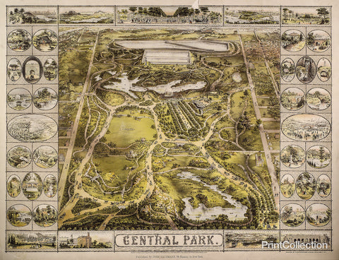 Aerial Map View of Central Park 1863