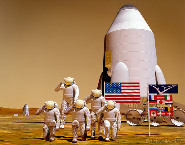 Artist's Rendering of Future Exploration of Mars and the Space Station