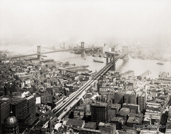 Brooklyn and Manhattan Bridges in 1916