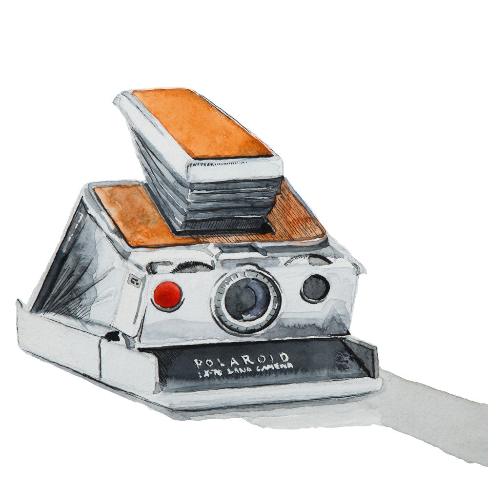 Print Collection Polaroid Sx 70 Camera Watercolor Painting