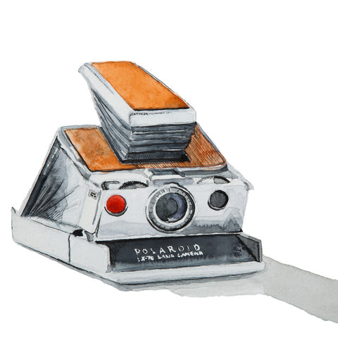 Polaroid SX-70 Camera, Watercolor Painting