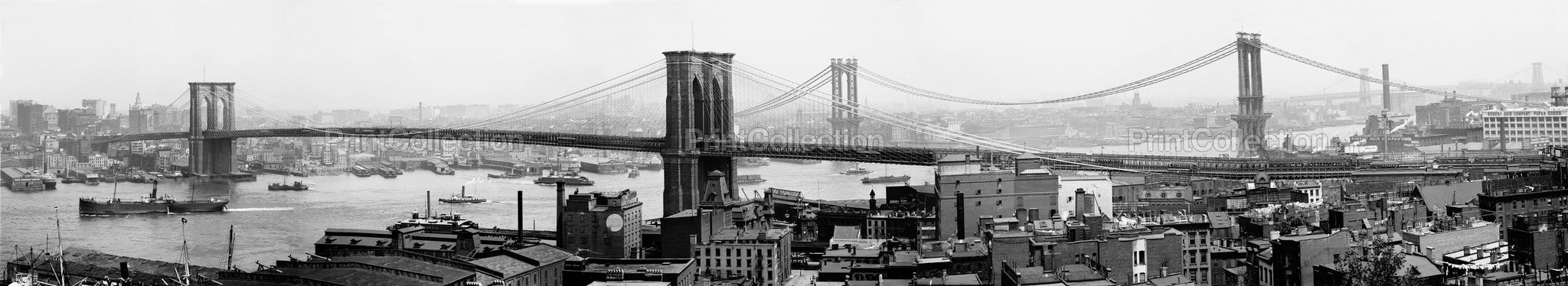 Print Collection East River Bridges With New York Skyline