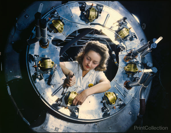 Woman Worker Assembling a B-25 Bomber
